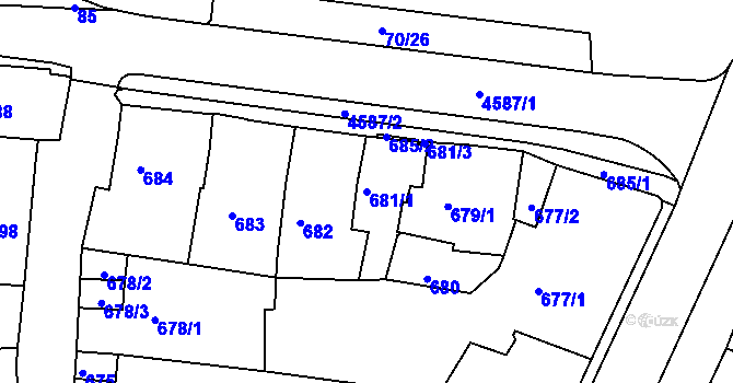Parcela st. 681/1 v KÚ Třešť, Katastrální mapa