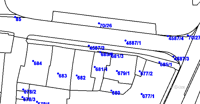 Parcela st. 685/2 v KÚ Třešť, Katastrální mapa