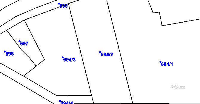 Parcela st. 694/2 v KÚ Třešť, Katastrální mapa