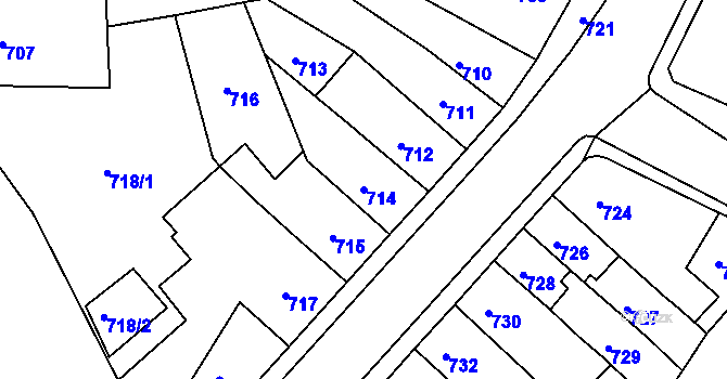 Parcela st. 714 v KÚ Třešť, Katastrální mapa