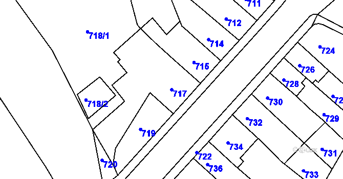 Parcela st. 717 v KÚ Třešť, Katastrální mapa
