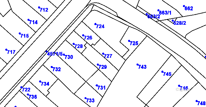 Parcela st. 727 v KÚ Třešť, Katastrální mapa