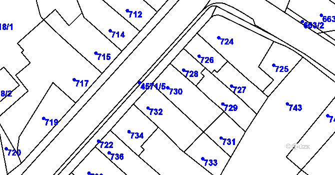 Parcela st. 730 v KÚ Třešť, Katastrální mapa
