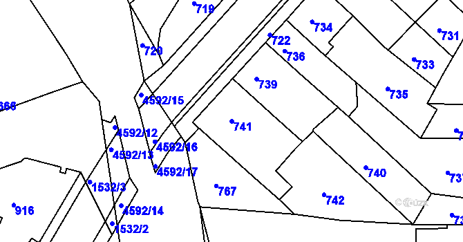 Parcela st. 741 v KÚ Třešť, Katastrální mapa