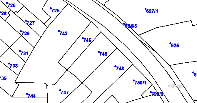 Parcela st. 746 v KÚ Třešť, Katastrální mapa