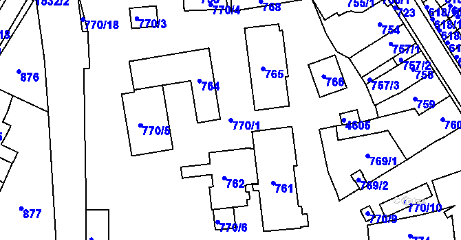 Parcela st. 770/1 v KÚ Třešť, Katastrální mapa