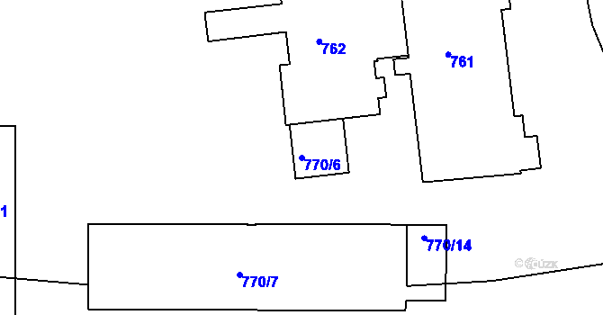 Parcela st. 770/6 v KÚ Třešť, Katastrální mapa