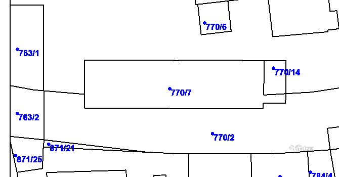 Parcela st. 770/7 v KÚ Třešť, Katastrální mapa