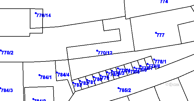 Parcela st. 770/12 v KÚ Třešť, Katastrální mapa