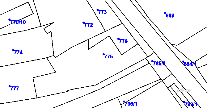 Parcela st. 775 v KÚ Třešť, Katastrální mapa