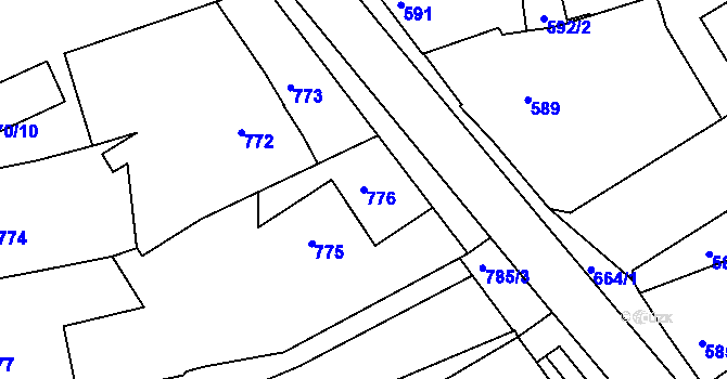 Parcela st. 776 v KÚ Třešť, Katastrální mapa