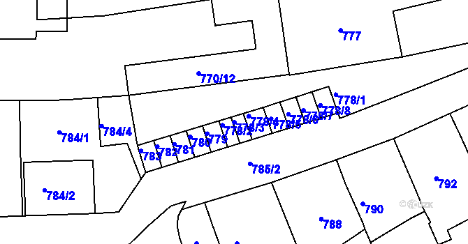 Parcela st. 778/3 v KÚ Třešť, Katastrální mapa