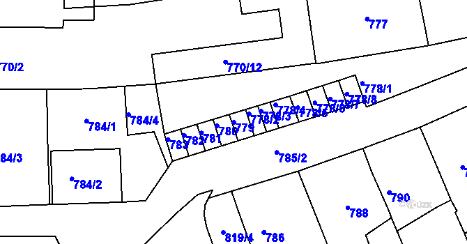 Parcela st. 779 v KÚ Třešť, Katastrální mapa