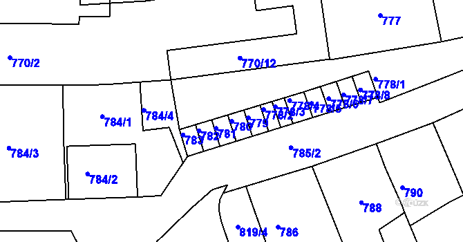 Parcela st. 780 v KÚ Třešť, Katastrální mapa