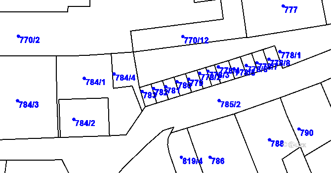 Parcela st. 781 v KÚ Třešť, Katastrální mapa