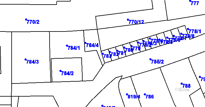 Parcela st. 783 v KÚ Třešť, Katastrální mapa