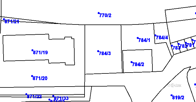 Parcela st. 784/3 v KÚ Třešť, Katastrální mapa