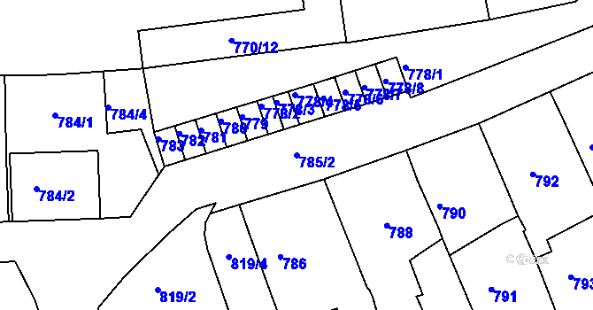 Parcela st. 785/2 v KÚ Třešť, Katastrální mapa