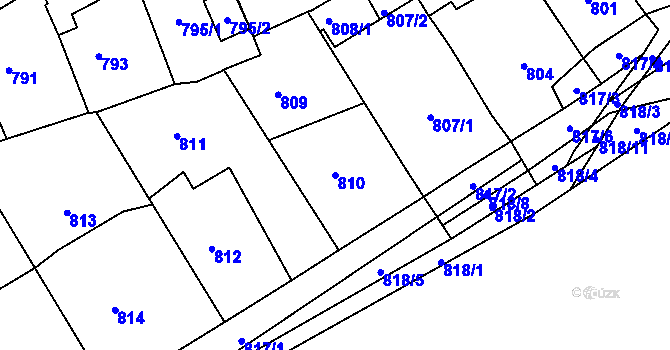 Parcela st. 810 v KÚ Třešť, Katastrální mapa