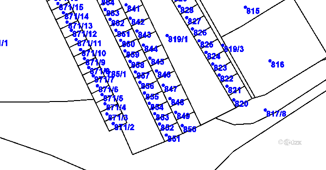 Parcela st. 847 v KÚ Třešť, Katastrální mapa