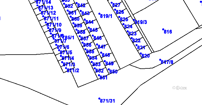Parcela st. 848 v KÚ Třešť, Katastrální mapa