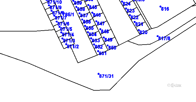 Parcela st. 851 v KÚ Třešť, Katastrální mapa