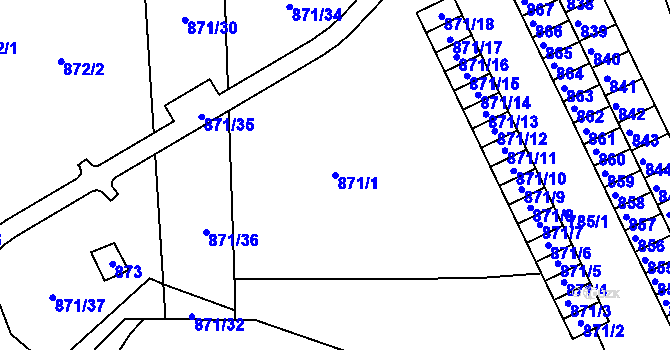 Parcela st. 871/1 v KÚ Třešť, Katastrální mapa