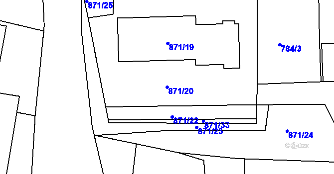 Parcela st. 871/20 v KÚ Třešť, Katastrální mapa