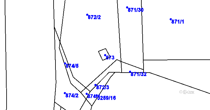 Parcela st. 873 v KÚ Třešť, Katastrální mapa