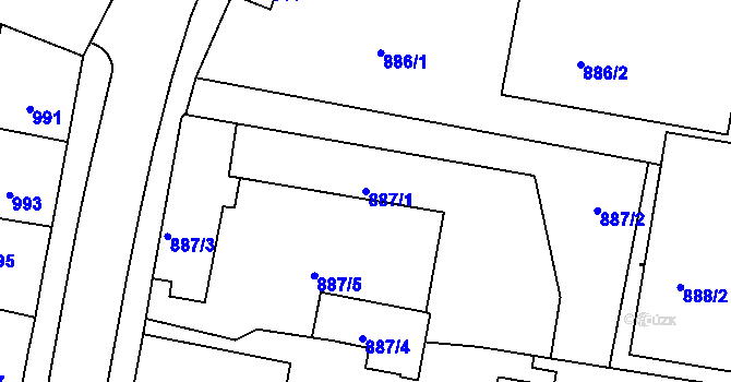 Parcela st. 887/1 v KÚ Třešť, Katastrální mapa