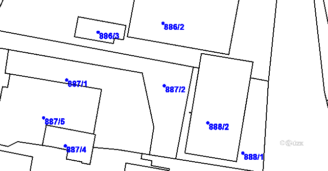 Parcela st. 887/2 v KÚ Třešť, Katastrální mapa