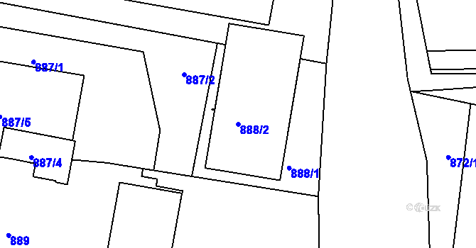 Parcela st. 888/2 v KÚ Třešť, Katastrální mapa