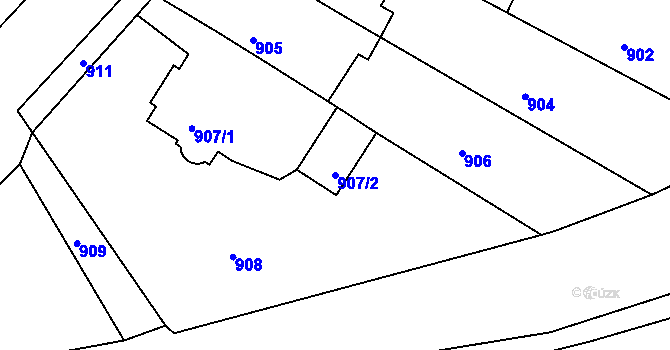 Parcela st. 907/2 v KÚ Třešť, Katastrální mapa