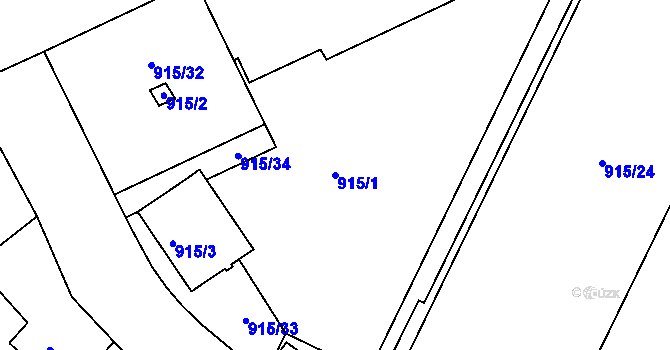 Parcela st. 915/1 v KÚ Třešť, Katastrální mapa