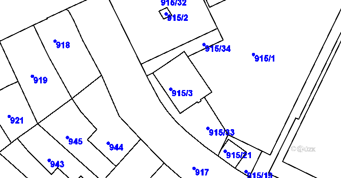 Parcela st. 915/3 v KÚ Třešť, Katastrální mapa