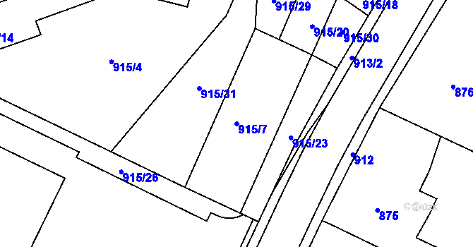Parcela st. 915/7 v KÚ Třešť, Katastrální mapa