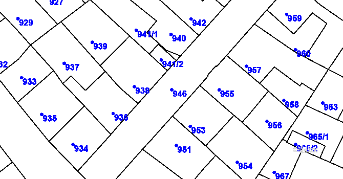 Parcela st. 946 v KÚ Třešť, Katastrální mapa