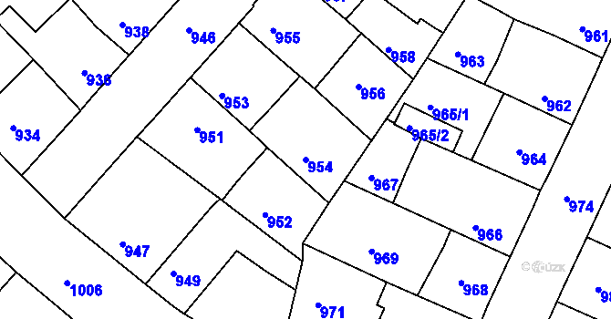 Parcela st. 954 v KÚ Třešť, Katastrální mapa