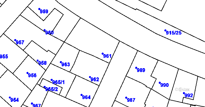 Parcela st. 961 v KÚ Třešť, Katastrální mapa