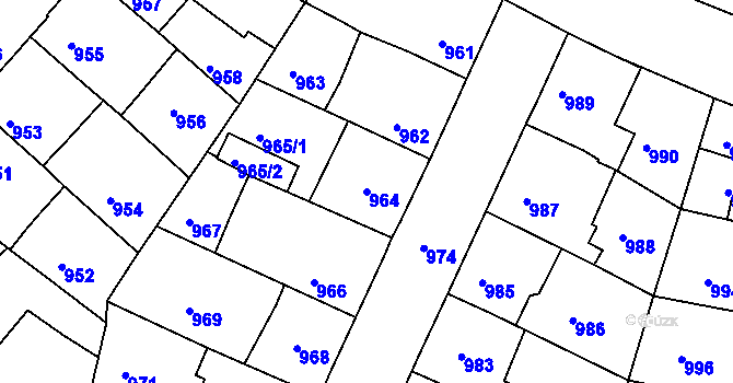 Parcela st. 964 v KÚ Třešť, Katastrální mapa