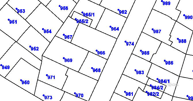 Parcela st. 966 v KÚ Třešť, Katastrální mapa