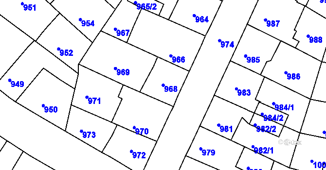 Parcela st. 968 v KÚ Třešť, Katastrální mapa