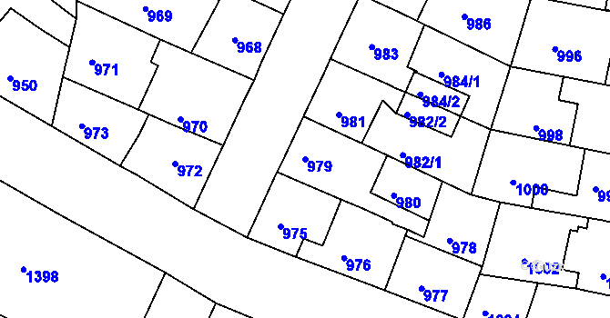 Parcela st. 979 v KÚ Třešť, Katastrální mapa