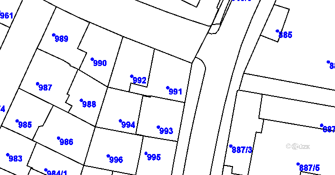 Parcela st. 991 v KÚ Třešť, Katastrální mapa
