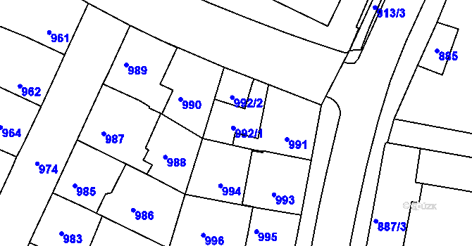Parcela st. 992 v KÚ Třešť, Katastrální mapa
