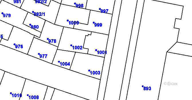 Parcela st. 1001 v KÚ Třešť, Katastrální mapa