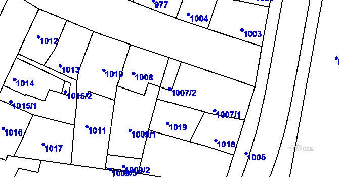 Parcela st. 1007/2 v KÚ Třešť, Katastrální mapa