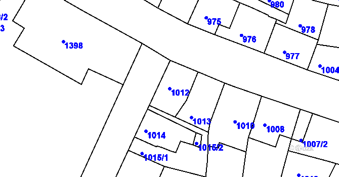 Parcela st. 1012 v KÚ Třešť, Katastrální mapa