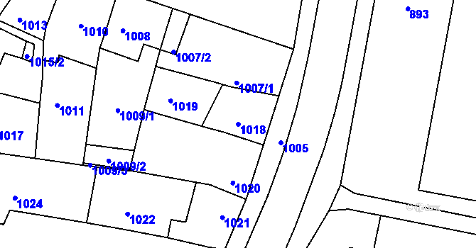 Parcela st. 1018 v KÚ Třešť, Katastrální mapa