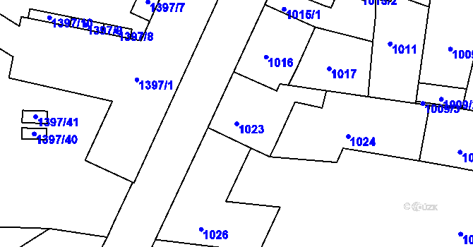 Parcela st. 1023 v KÚ Třešť, Katastrální mapa